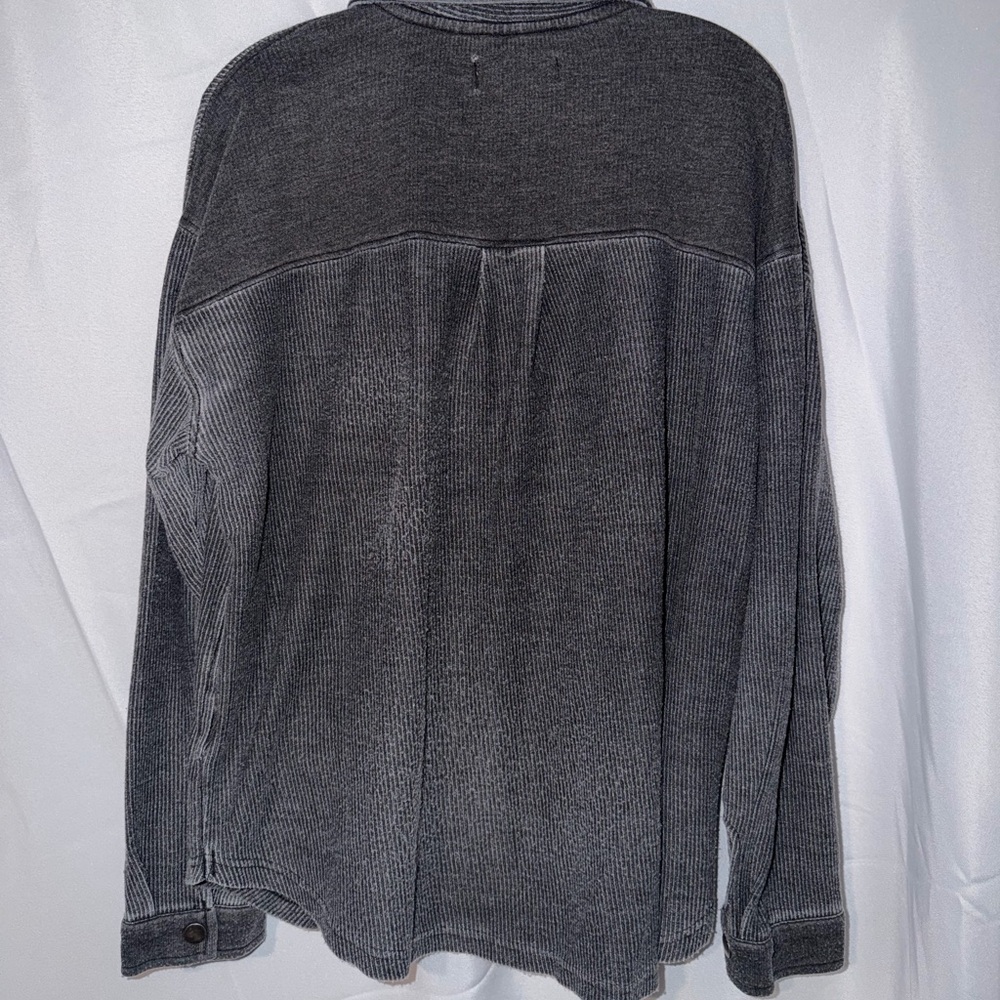 Thread & Supply Charcoal Ribbed Button-Up Cardigan Jacket - Picture 2 of 3